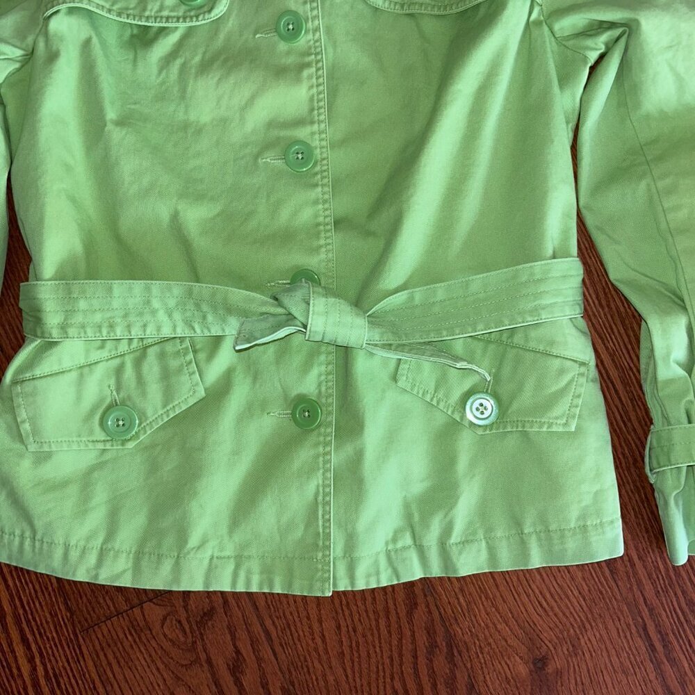 Talbots Stretch Pea Coat Jacket Size 8 Tie Waist Pistachio Size Medium - Picture 4 of 15